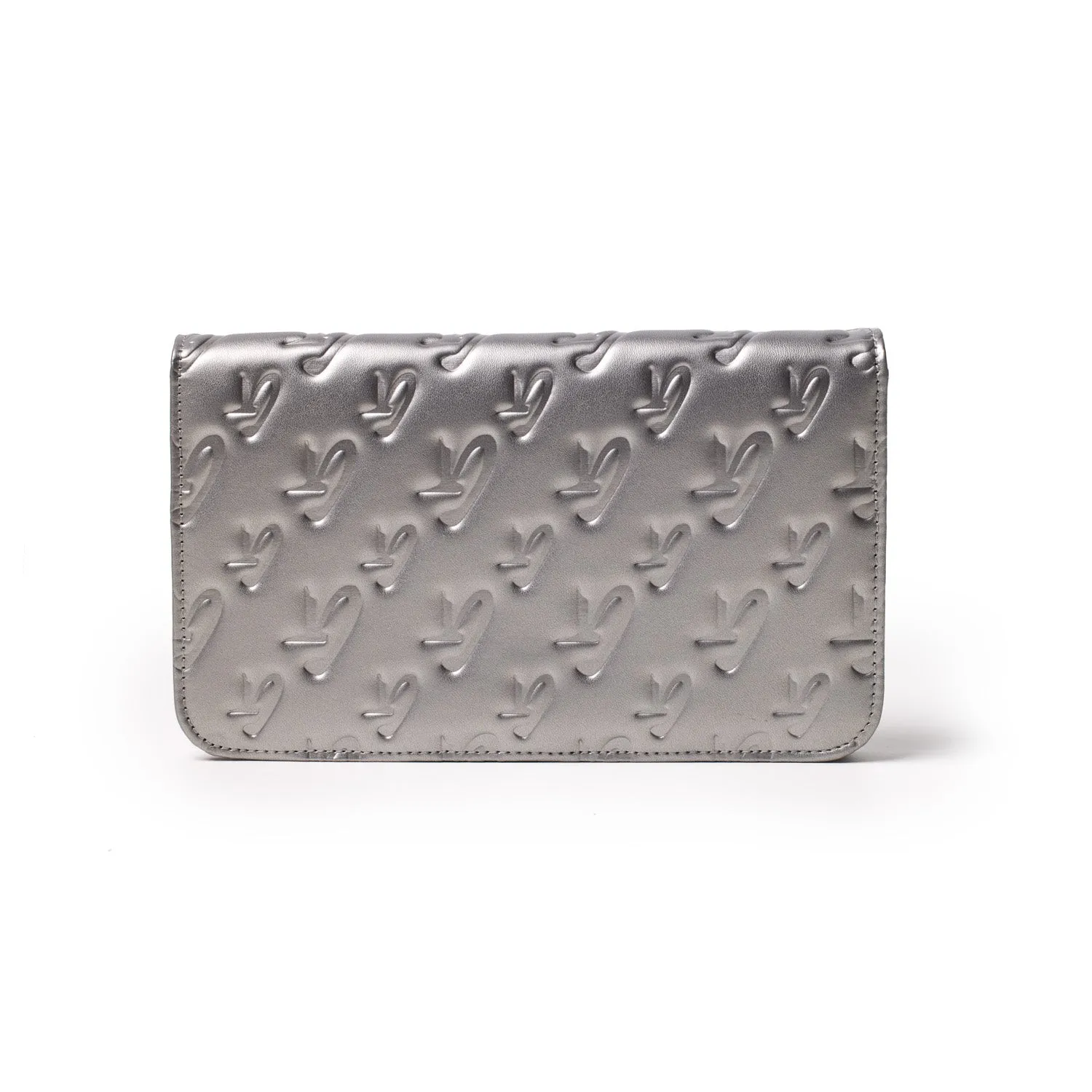 PLATINUM MONOGRAM WALLET ON CHAIN-GUNMETAL