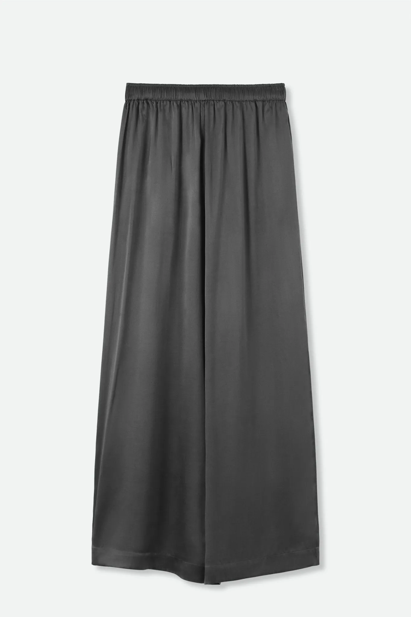 PRIYA CHARMEUSE SILK WIDE LEG PANT IN GUNMETAL SILVER