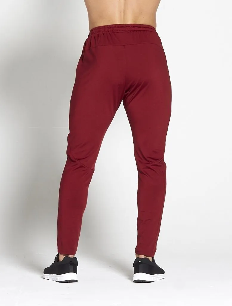PURSUE FITNESS Shiny Track Pants Joggers Burgundy
