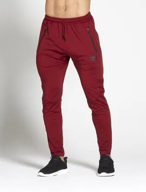 PURSUE FITNESS Shiny Track Pants Joggers Burgundy