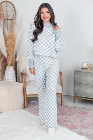 Simple Solutions White and Grey Checkered Sweater Set FINAL SALE