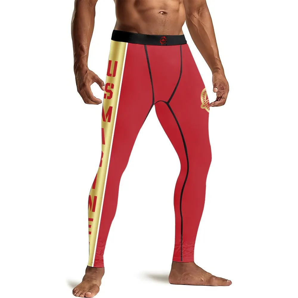 USA Marine Veteran Military Men's Compression Leggings