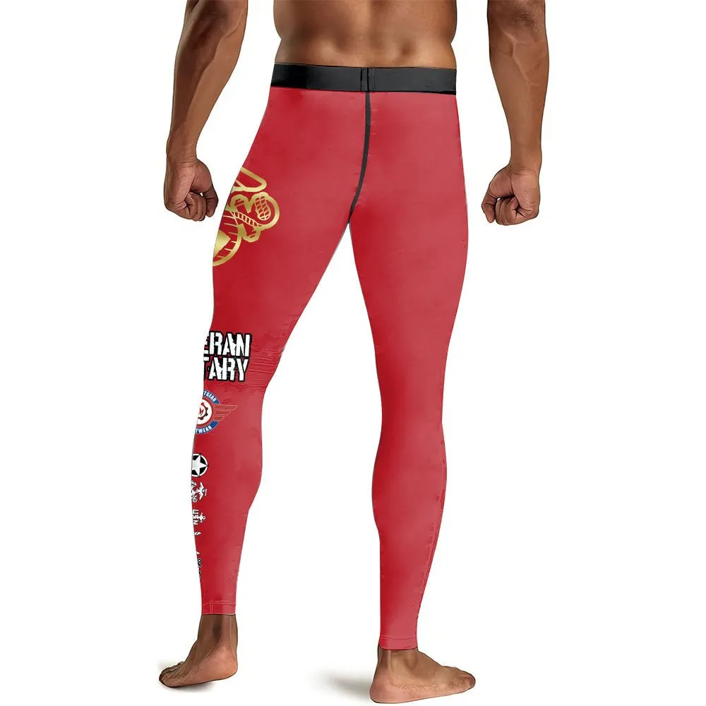 USA Marine Veteran Military Men's Compression Leggings
