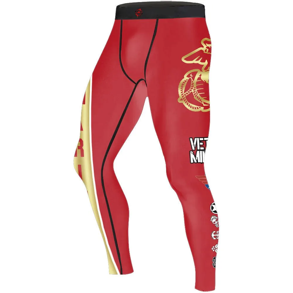 USA Marine Veteran Military Men's Compression Leggings
