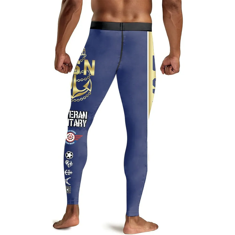 USA Navy Veteran Men's Compression Leggings