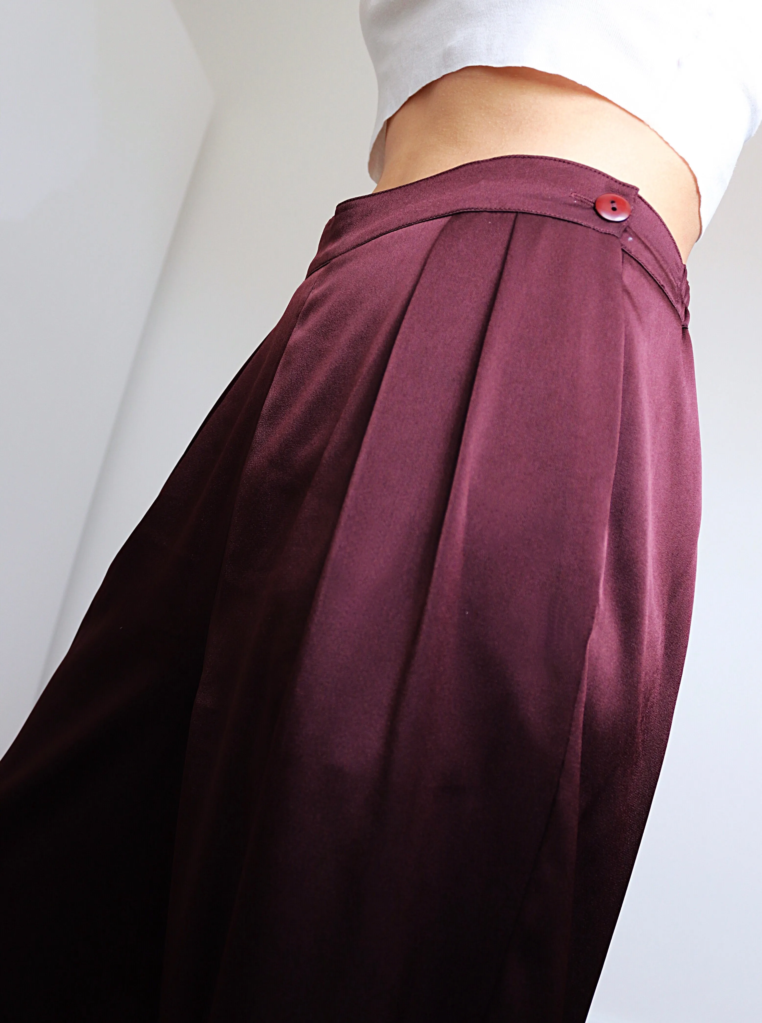 VINTAGE SATIN SIMPLE WIDE LEG TROUSERS PANTS