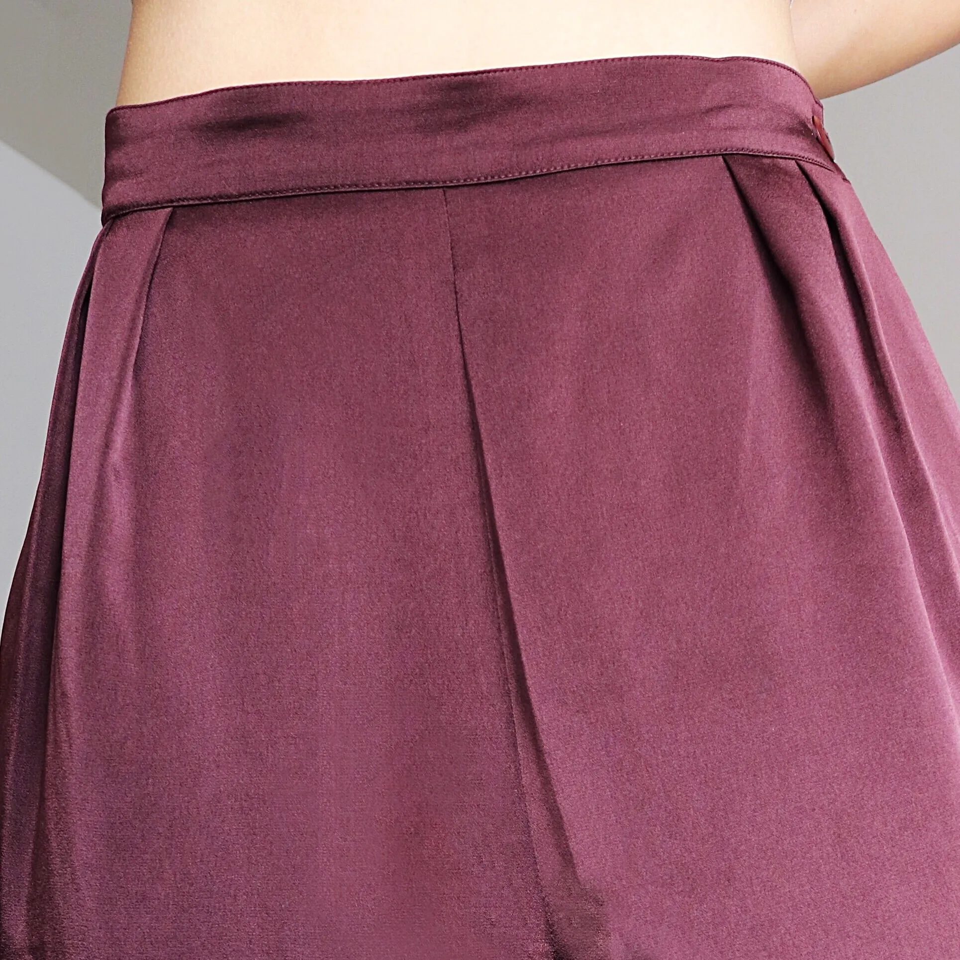 VINTAGE SATIN SIMPLE WIDE LEG TROUSERS PANTS